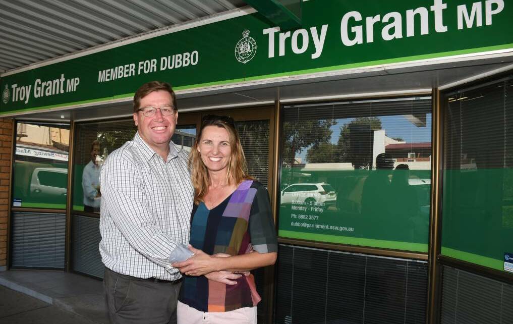 FAREWELL: Troy Grant - pictured with his wife Toni - will no longer be the member for Dubbo, after serving for eight years. Photo: BELINDA SOOLE
