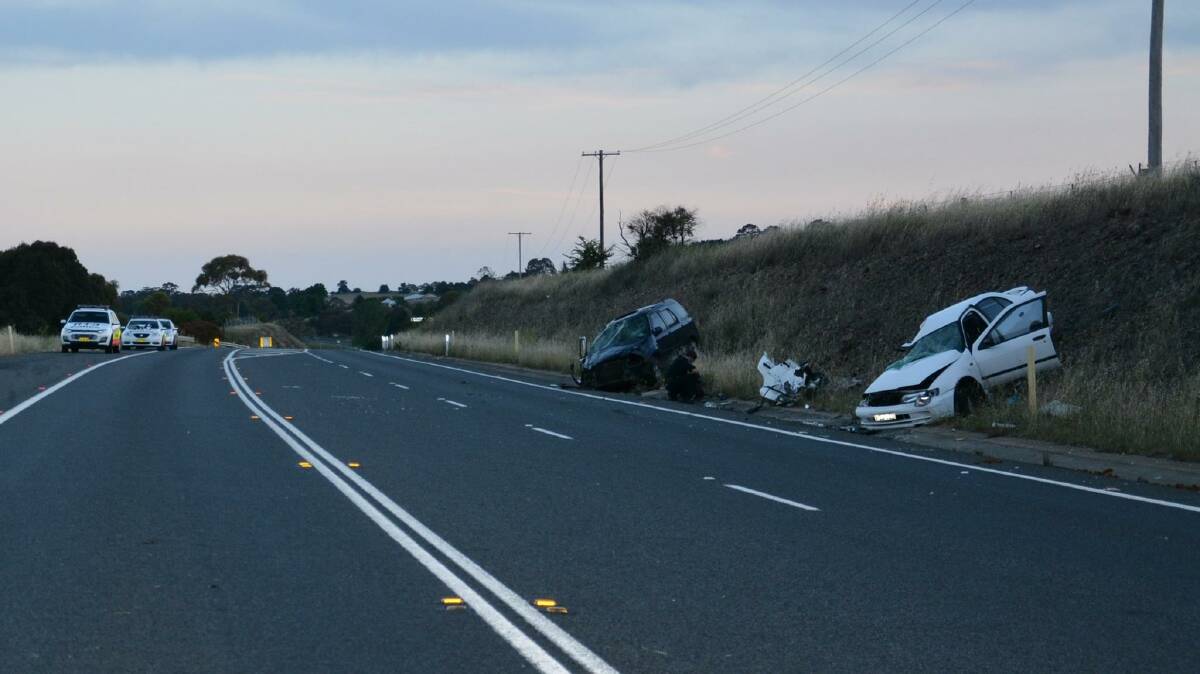 HEAVY IMPACT: The scene of November's head-on collision on the Mitchell Highway near Lucknow. Photo: NSW POLICE