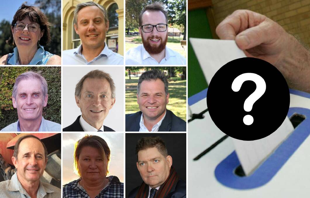 THE FULL FIELD: The candidates for Orange in the state election are (clockwise from top left) Kate Hazelton, Luke Sanger, David O'Brien, member for Orange Phil Donato, Stephen Bisgrove, Terri Ann Baxter, Maurice Davey, Stephen Nugent and (centre) Garry McMahon.