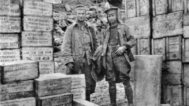 HORRIBLE CONDITIONS: Soldiers at Gallipoli with boxes of bully beef. Photo: AUSTRALIAN WAR MEMORIAL