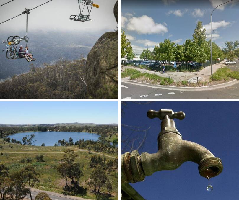ISSUES: Orange City Council last night made decisions on (clockwise from top left) the proposed chairlift to the top of Mount Canobolas; free parking at the Ophir car park; level three water restrictions; and camping at Gosling Creek.