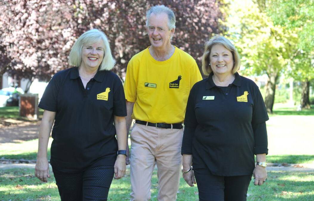 ACTION STATIONS: Push for Palliative Care workers Jenny Hazelton, John McDonogh and Tracy Wilkinson. Photo: JUDE KEOGH