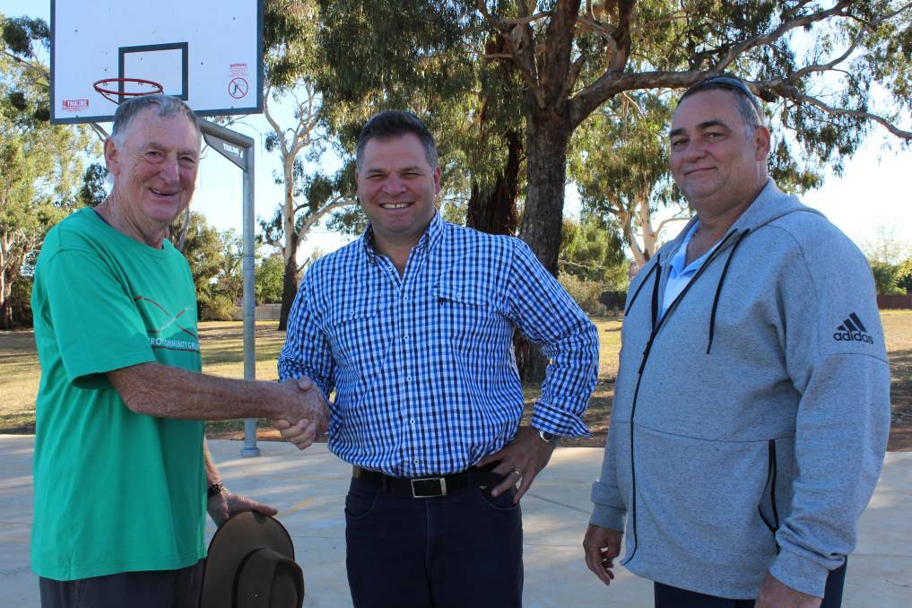 WORKING TOGETHER: Member for Orange Philip Donato (centre) with Glenroi Community Group members Graeme Davidson and Joe Maric in March. Photo: SUPPLIED