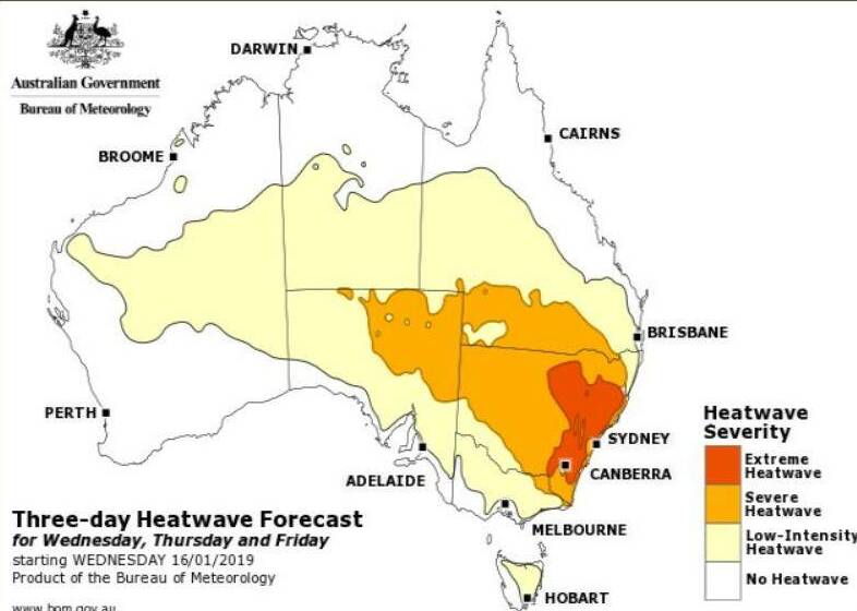 HEADED OUR WAY: A warning issued by the Bureau of Meteorology for this week's predicted extreme heat.