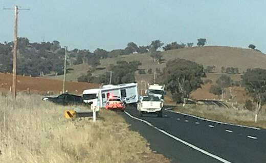FATAL CRASH: Police were on the scene of a fatal two-vehicle collision on the Mitchell Highway. Photo: LIVE TRAFFIC