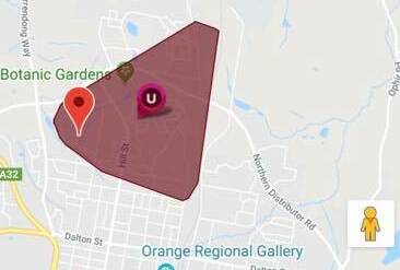 LIGHTS OUT: The area of north Orange affected by Sunday's blackout.