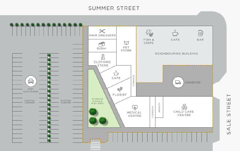 IN THE PLANNING:  A suggested development concept for the vacant Summer Centre land, from CBRE Retail Investments.
