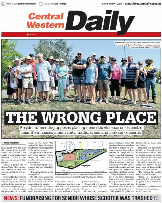 The front page of the Central Western Daily on Monday, January 14.