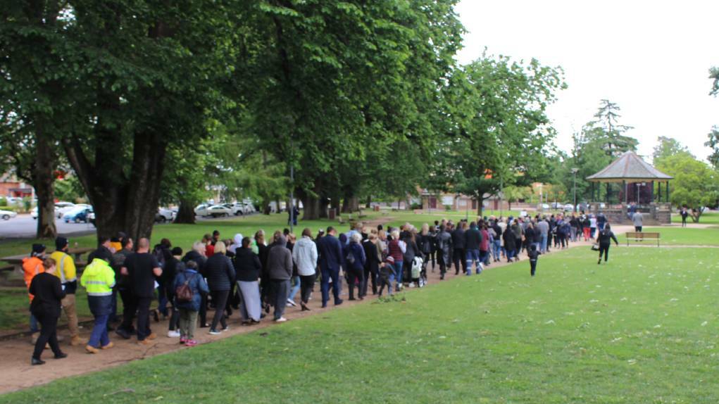 PARK PROTEST: Crowds march through Robertson Park to support the 63 women killed in a domestic violence incident this year. Photo: MAX STAINKAMPH