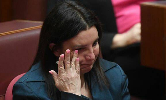 LAMBIE'S LEGACY: the senator says a tearful farewell to federal parliament on Tuesday. Photo: SYDNEY MORNING HERALD