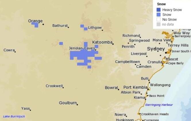 FORECAST SNOWFALL: The Bureau of Meteorology is predicting snow for the higher peaks and slopes around Orange.