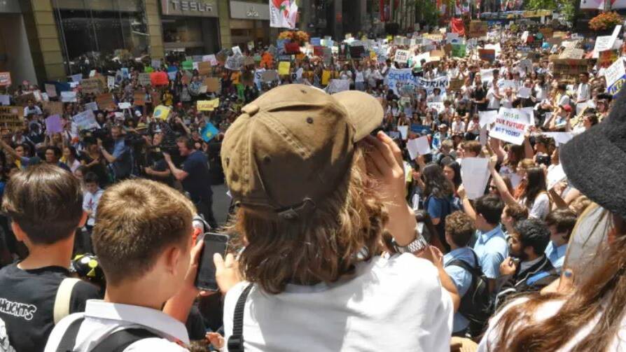 BEING HEARD: Students protesting about climate change. Photo: SMH