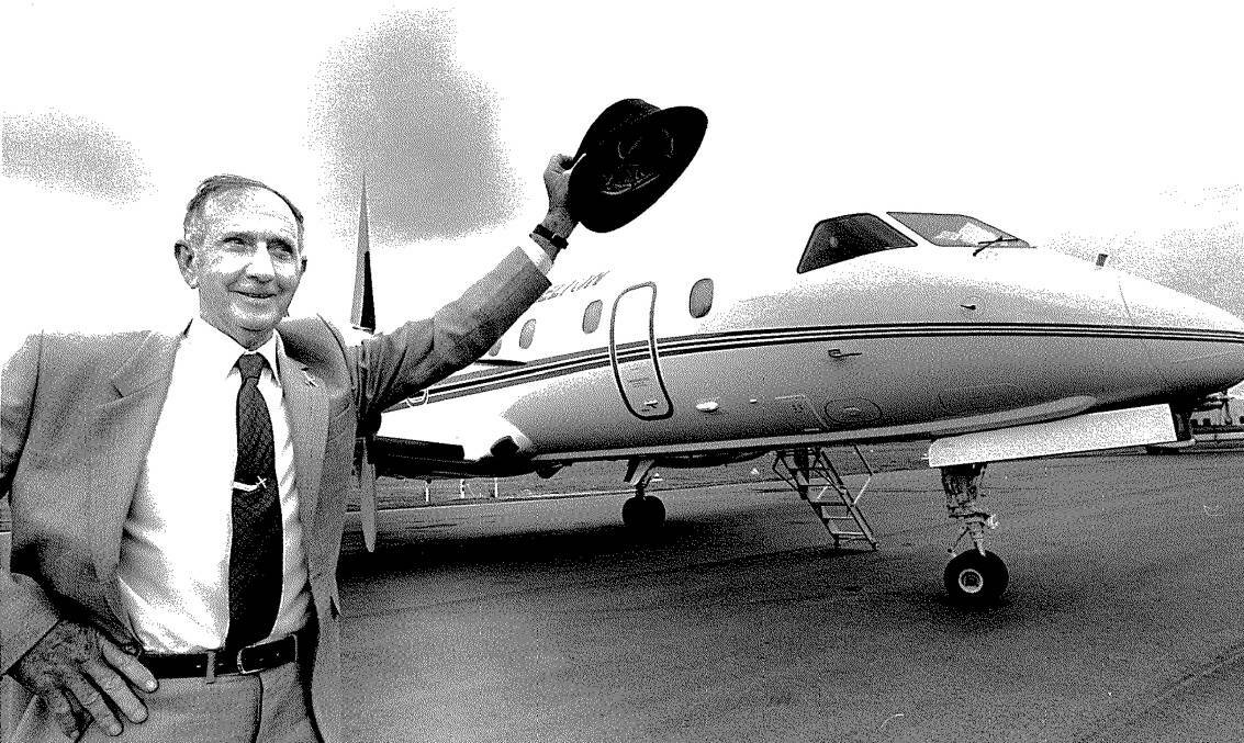 FLYING HIGH: Max Hazelton beside a Saab 340 at Cudal Airport in 1990.