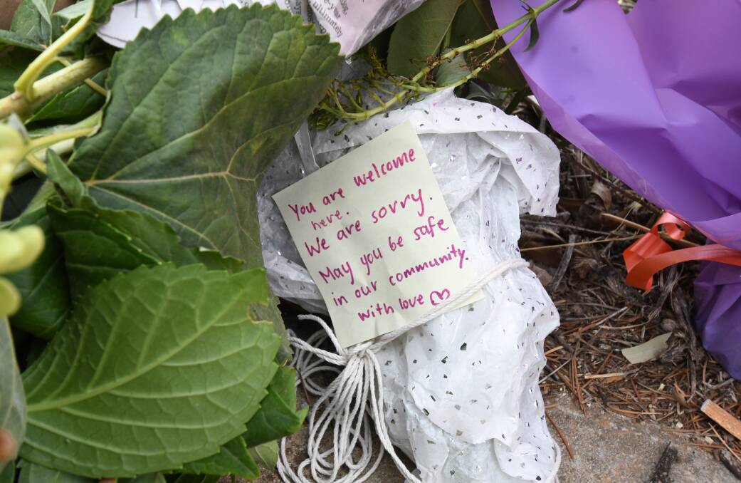 WE'RE WITH YOU: One of the notes left at Orange's Peisley Street mosque. Photo: JUDE KEOGH
