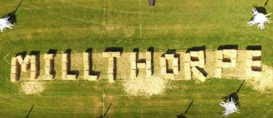 HAY DAY: The bales spell out the town name at the markets. Photo: Facebook