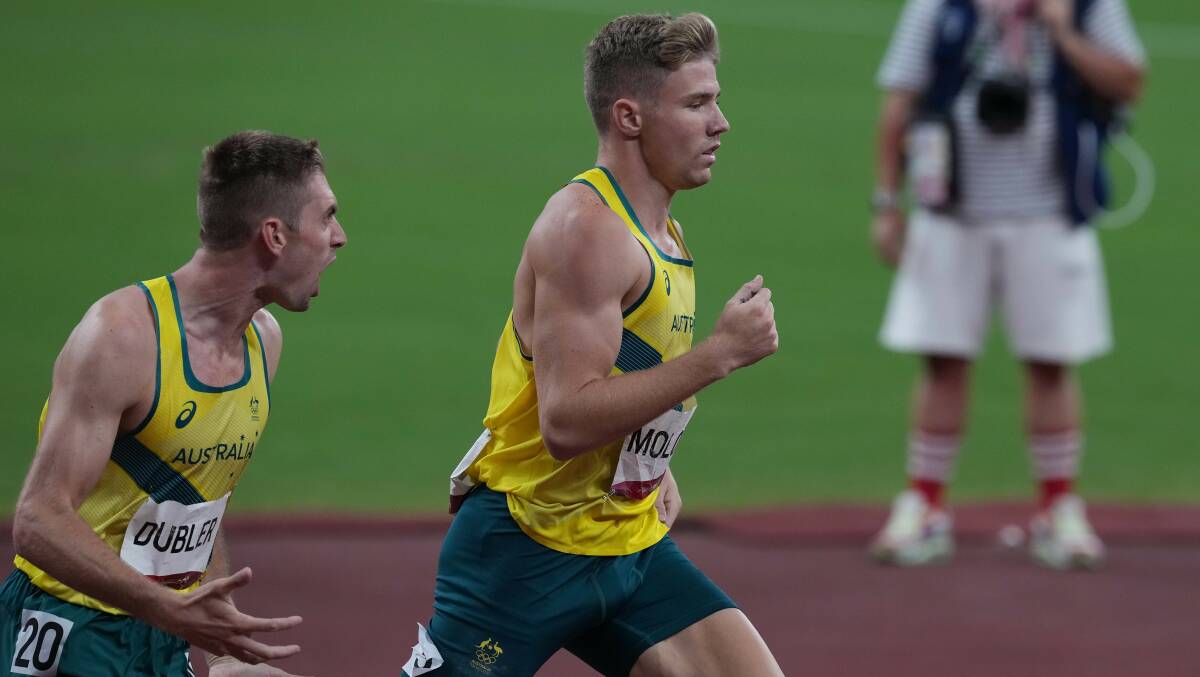 Cedric Dubler willed Ash Moloney to a medal. Picture: AAP
