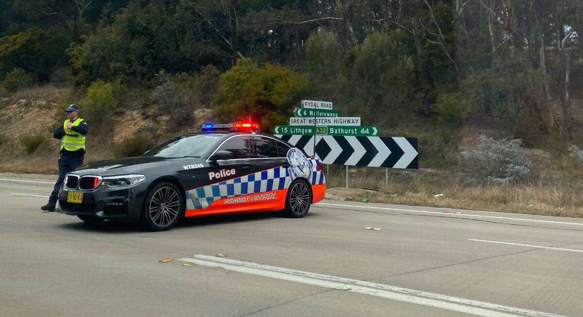DIVERSION: Traffic is being diverted after an accident on the Great Western Highway. Photo: ALANNA TOMAZIN 