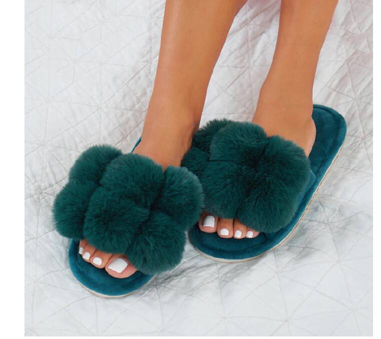 Annabel Trends Luxe PomPom slipper, $39.95.