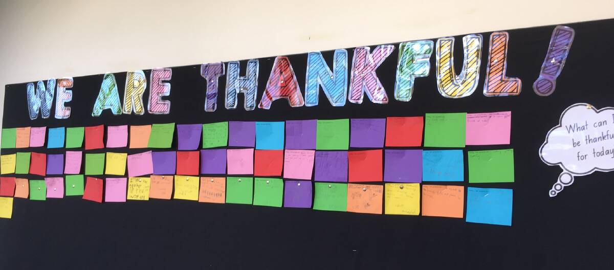 Bowen School's Gratitude Wall. Photo: SUPPLIED. 