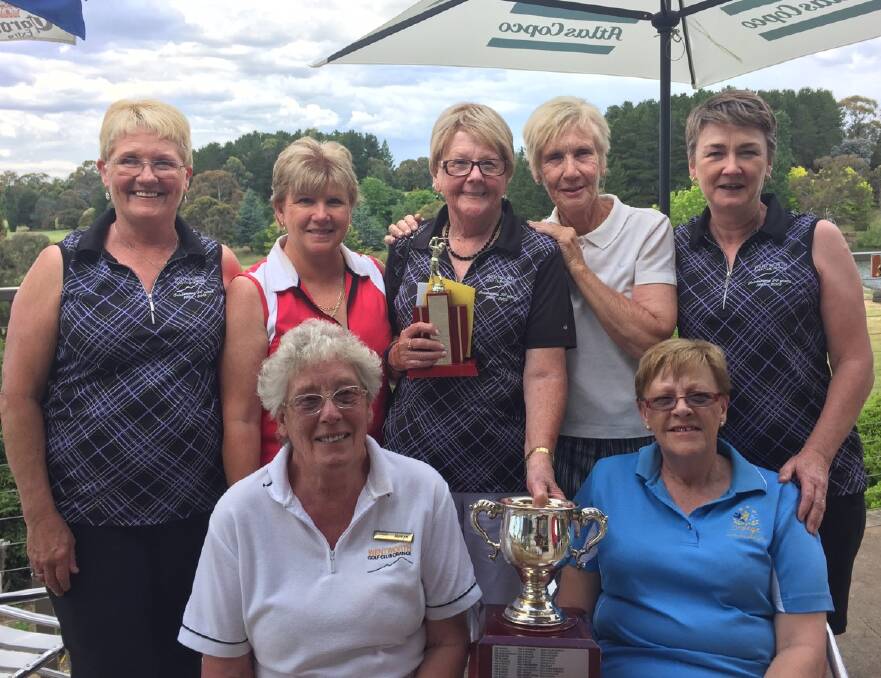 WINNERS ARE GRINNERS: (Back L to R) Lee Pickett, Kerrie Rosetto, Thelma Rossi, Judy Davis, Sue Hammond, (Front) Rob Moore and Rob Newey at Wentworth's Closing Day.
