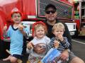 FIRE STATION OPEN DAY: Will, Maggie, Luke and Henry Anderson. 0514cffire4