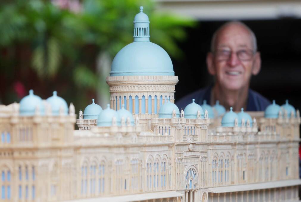 Hard to match: Norm Grundy with his model of the Queen Victoria Buiding which he built using 88,666 matches, taking 2234 hours to complete. Picture: Chris Lane