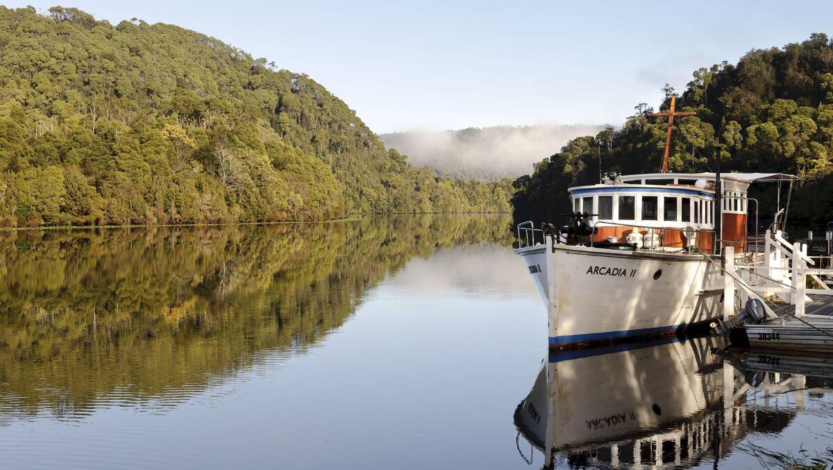 Cruising the Pieman River … there are special winter deals at Corinna.