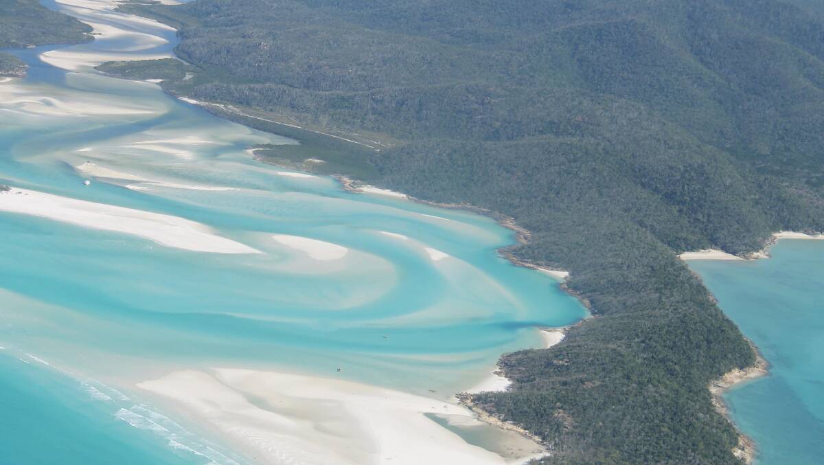 Hill Inlet on the northern end of Whitehaven Beach … the sand seems to have magically swirled.