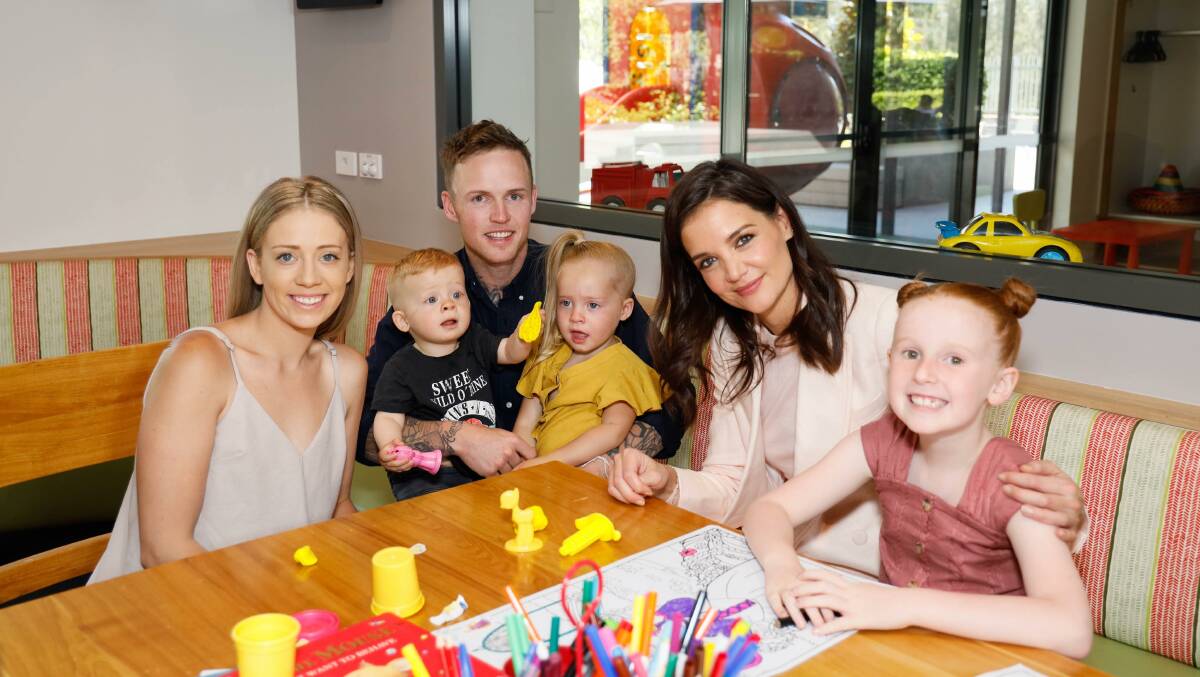 STARSTRUCK: Alana, Judd, Josh, Harper and Hannah Cantrill met Katie Holmes during their stay at Ronald McDonald House. Photo: SUPPLIED