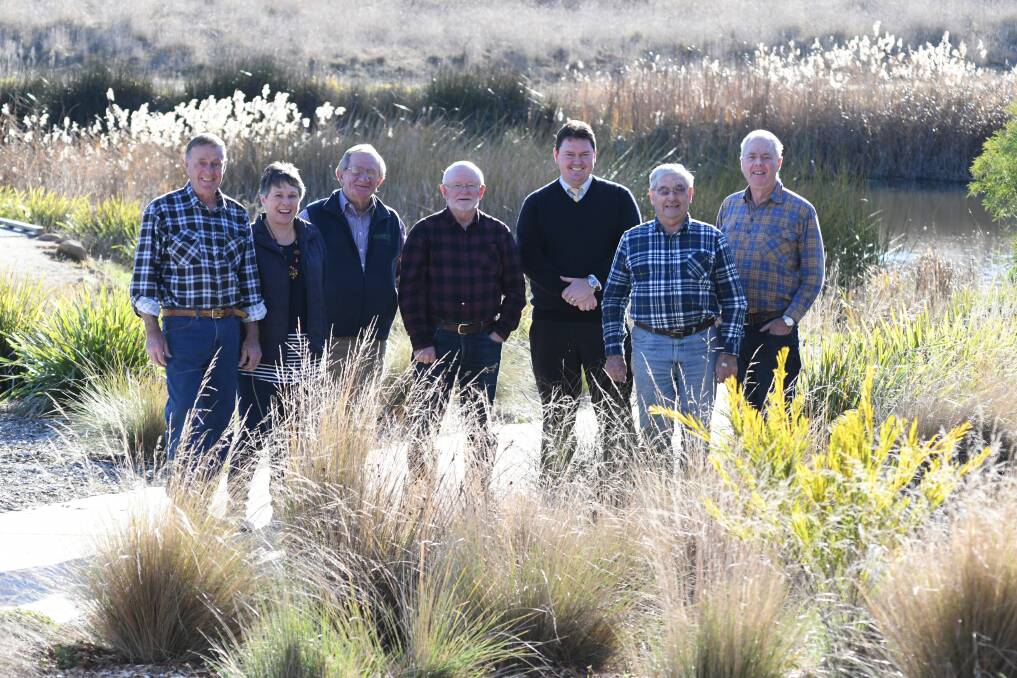 WETLAND GROUP: Denis Croucher, Lindy Glover, Phil Vale, Malcolm Stacey, Glen Pearson, Pat Gersbach and Graeme Petschel. Photo: JUDE KEOGH