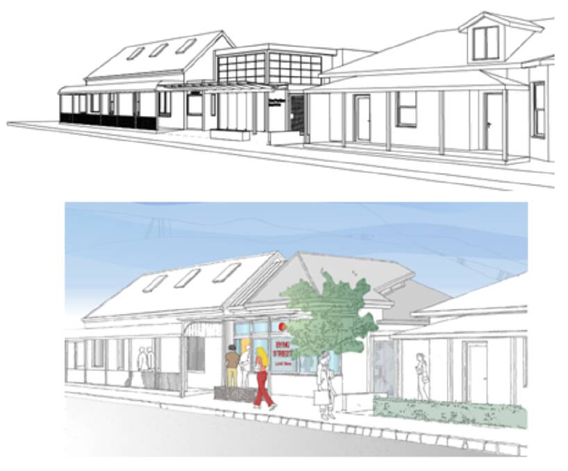 The previous design for Byng Street Local Store (top) and the revised design (bottom).
