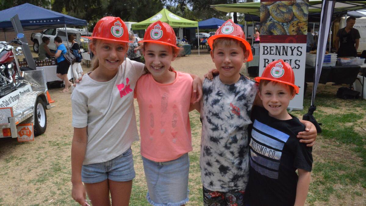 OUT IN SUPPORT: Isla Adams, Amelia Paterson, Tom Adams and Flynn Paterson got into the RFS spirit at Orange Farmers Market on Saturday. 