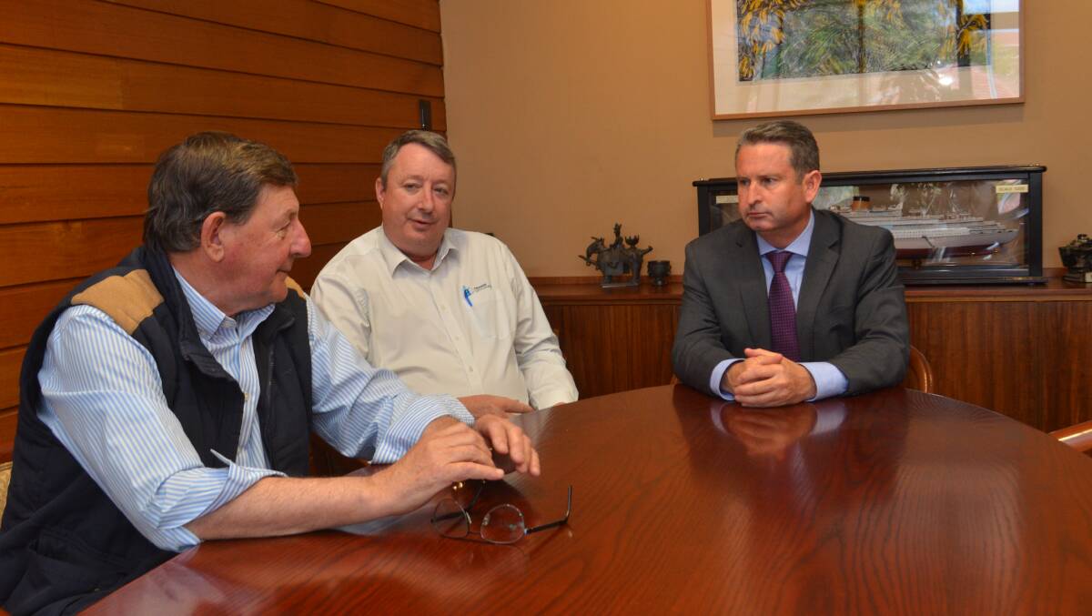 DRIP-FEEDING: Mayor Reg Kidd and Orange City Council acting chief executive Ian Greenham met with Opposition spokesman for local government Greg Warren. 