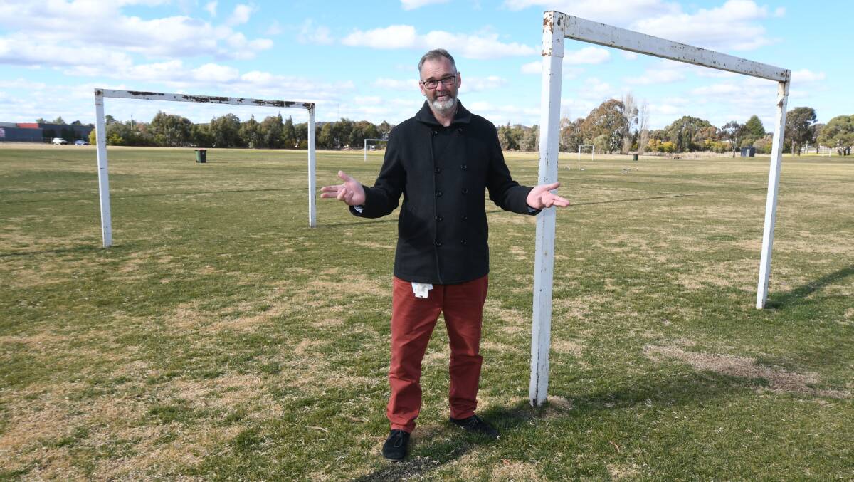 ON-FIELD FAECES: Sir Jack Brabham Park canteen co-ordinator Chris Jacobs says dog poo can be found on the playing surface weekly. Photo: JUDE KEOGH 0808jkbrabham2