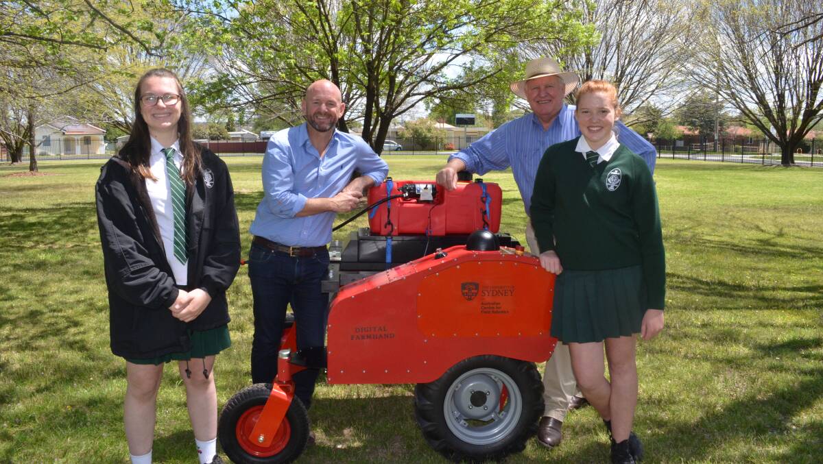 FUTURE-PROOFING: Emma Klose, Primary Industries Minister Niall Blair, Western parliamentary secretary Rick Colless and Shawn McKeowen with the digital farmhand.