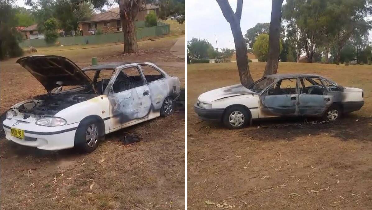 CHARRED: A Hyundai Excel and Holden Commodore were set alight at Coates Park early on Monday morning. 