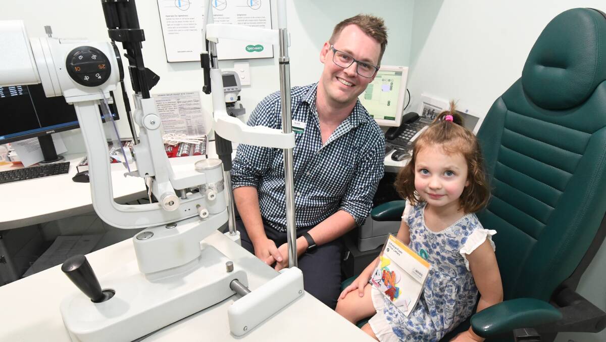 GET ACTIVE: Optometrist Scott Priddle and Mia Porter, who usually spends about 90 minutes a day in front of an electronic device. Photo: JUDE KEOGH