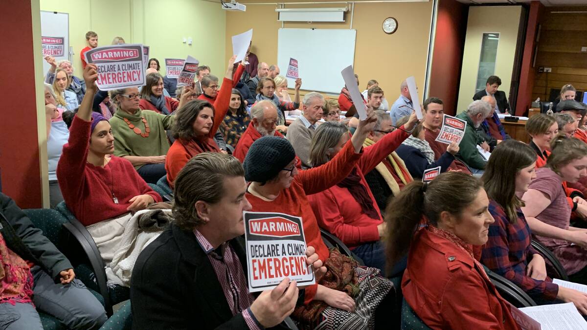 LOBBYING FOR ACTION: Residents wore red on Tuesday night to lobby for declaring a climate emergency.