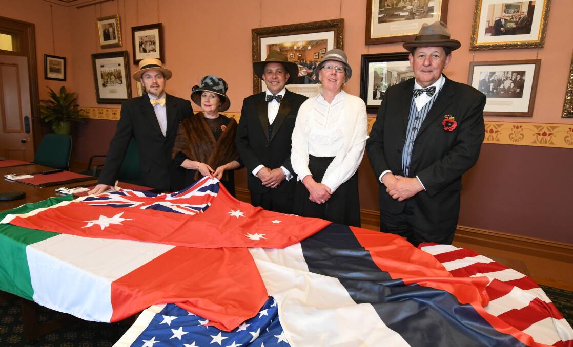 WORTH THE EFFORT: Sean Brady, Jan Richards, Scott Maunder, Trudy Mayfield and mayor Reg Kidd were part of the centenary of World War I efforts. Photo: JUDE KEOGH