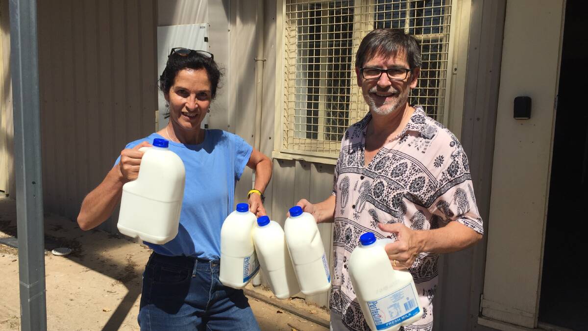 Angela and Graham Sattler brought in litres of milk on Sunday.