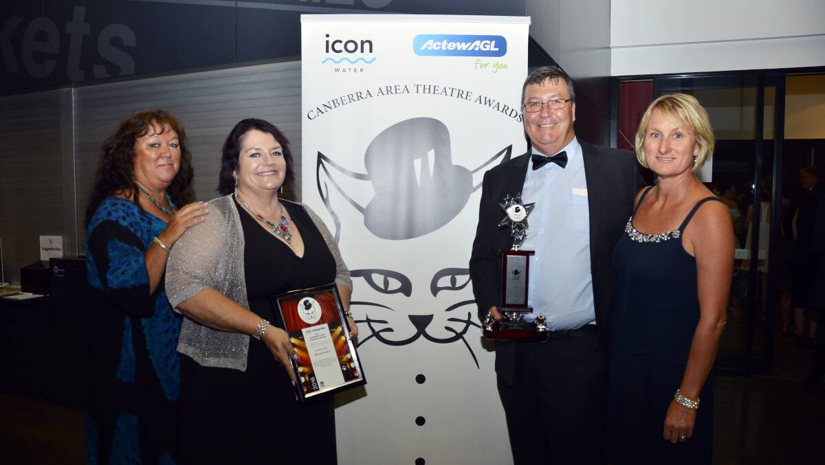 CONTINUED ENTERTAINMENT: The Molong Players' Jenny Hoy, Paula Rudd, Kevin Beatty and Sharon Sullivan at Saturday's CAT Awards. 