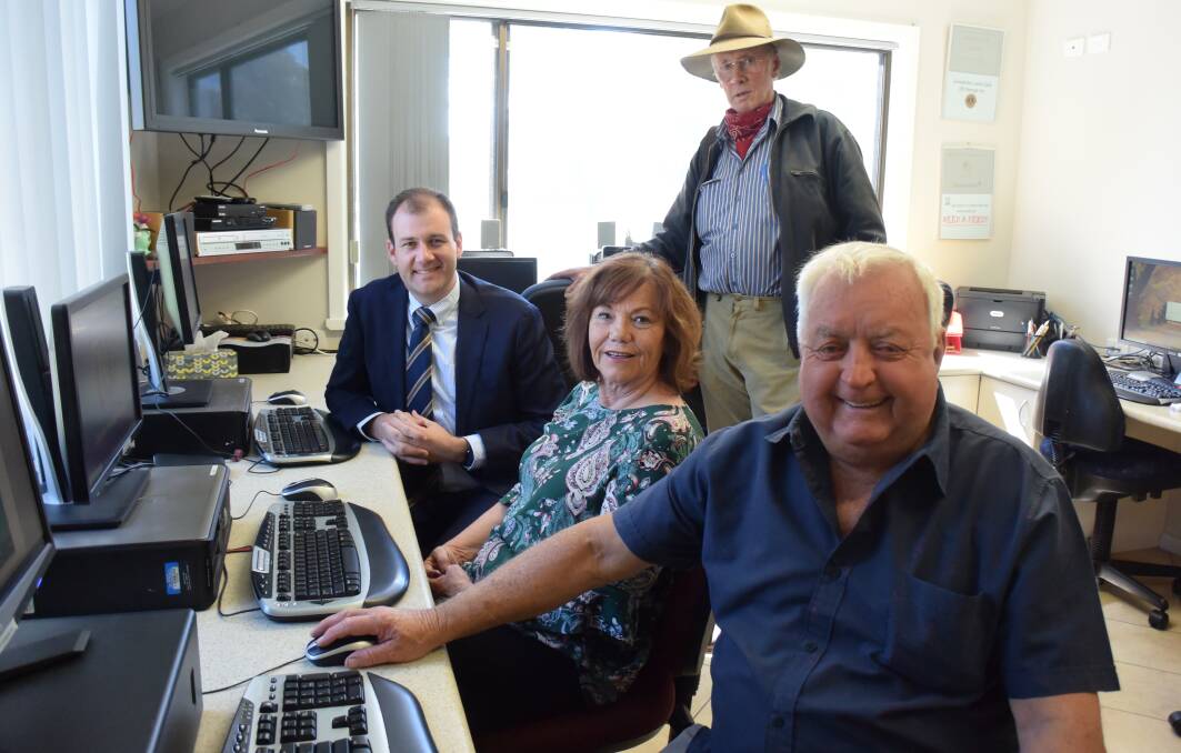 INVESTING: State upper house member Sam Farraway, Bowen technology centre manager Paula Townsend and supporters Rob Holcombe and Ron Gander.