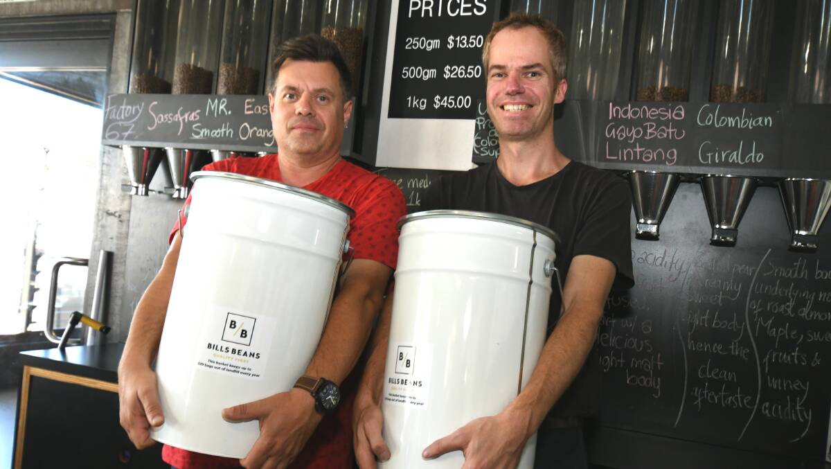 BEATING THE DRUM: BIlls Beans' Bill Parianos and Factory Espresso's Nick Gleeson. 0328jkcoffee2