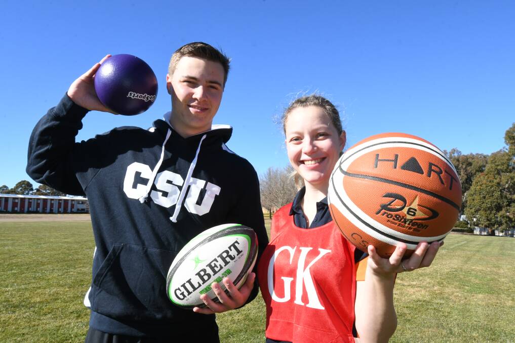 PHYSIOS GET PHYSICAL: Charles Sturt University students Hayden Leopold and Laura Duncan. Photo: JUDE KEOGH 0725jkcsu4