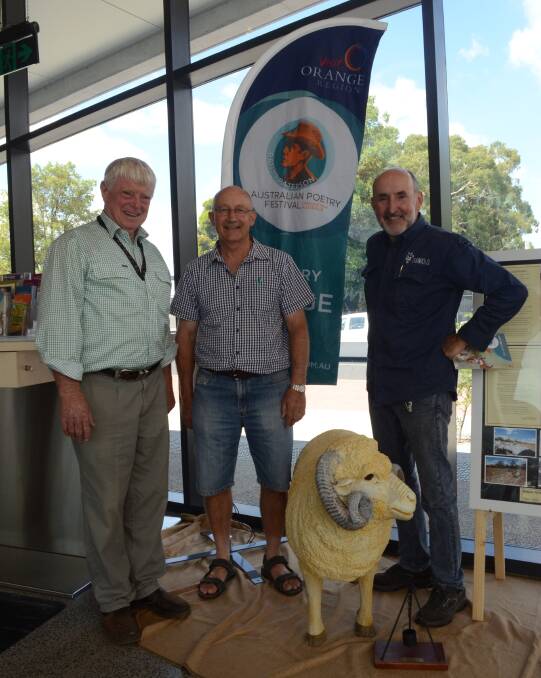 HAPPY BIRTHDAY BANJO: The Banjo Paterson Museum's Alf Cantrell, Rotary Club of Orange member Len Banks and festival committee chairman Justin Byrne.