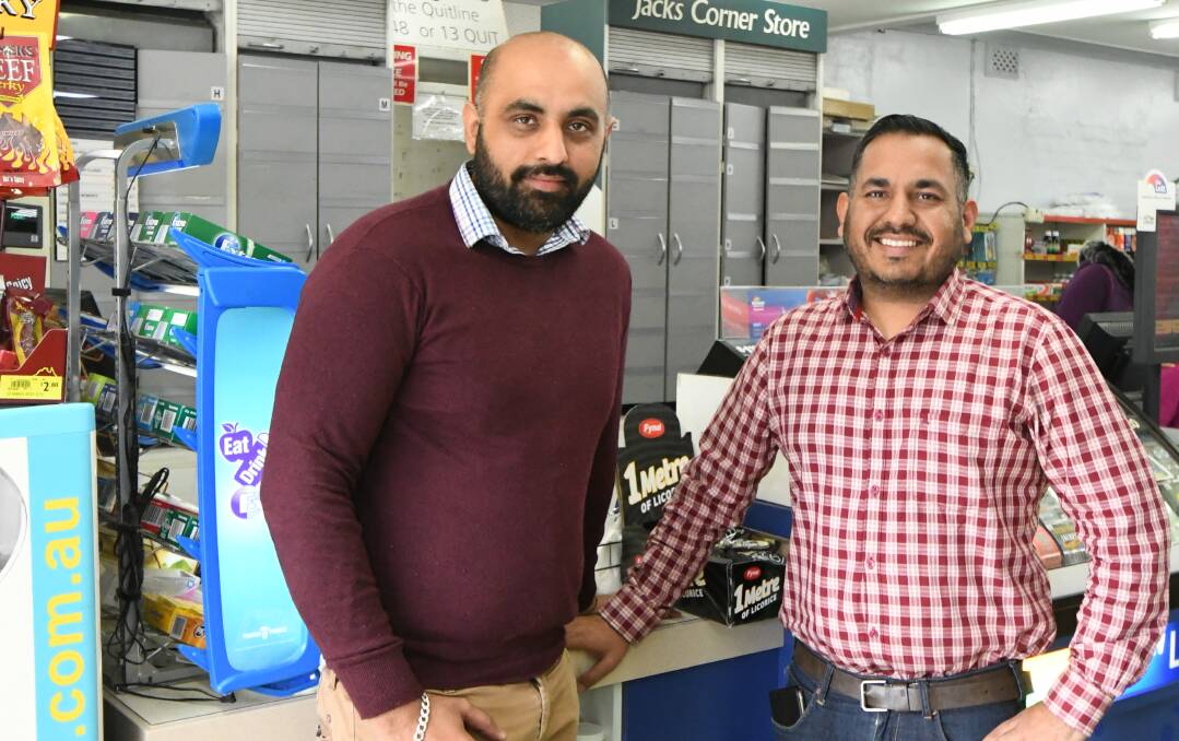 BROTHERS IN SALES: Manjit and Mani Singh bought Jack's Corner Store in Moulder Street. Photo: JUDE KEOGH 0705jkjacks2