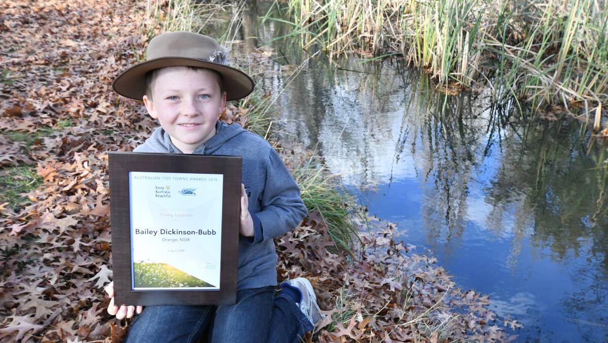 ENVIRONMENTALIST IN TRAINING: Bailey Dickinson-Bubb received his highly commended from the Keep Australia Beautiful Awards. Photo: JUDE KEOGH 0612jkbailey1