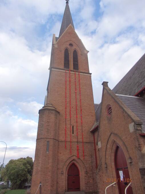 TRAIL OF POPPIES: Holy Trinity is already dressed for the occasion. 