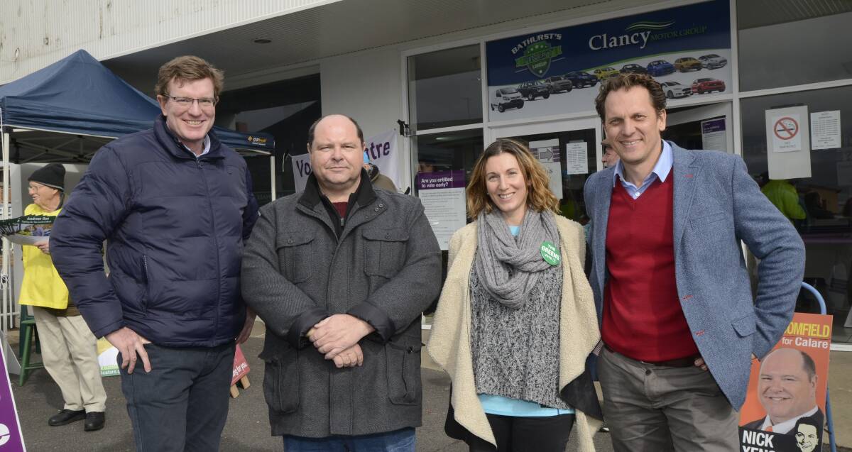 BIG DAY AHEAD: Calare Nationals candidate Andrew Gee, Nick Xenophon Team's Rod Bloomfield, The Greens' Delanie Sky and Labor's Jess Jennings. Photo: PHILL MURRAY
