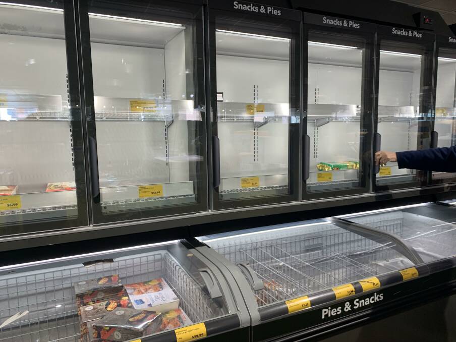 Empty shelves at Orange's Aldi supermarket earlier in the week. 